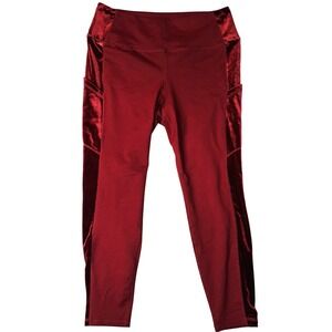 Torrid Active Leggings‎ Womens Size 1X Burgundy Velvet Side Pocket Athletic